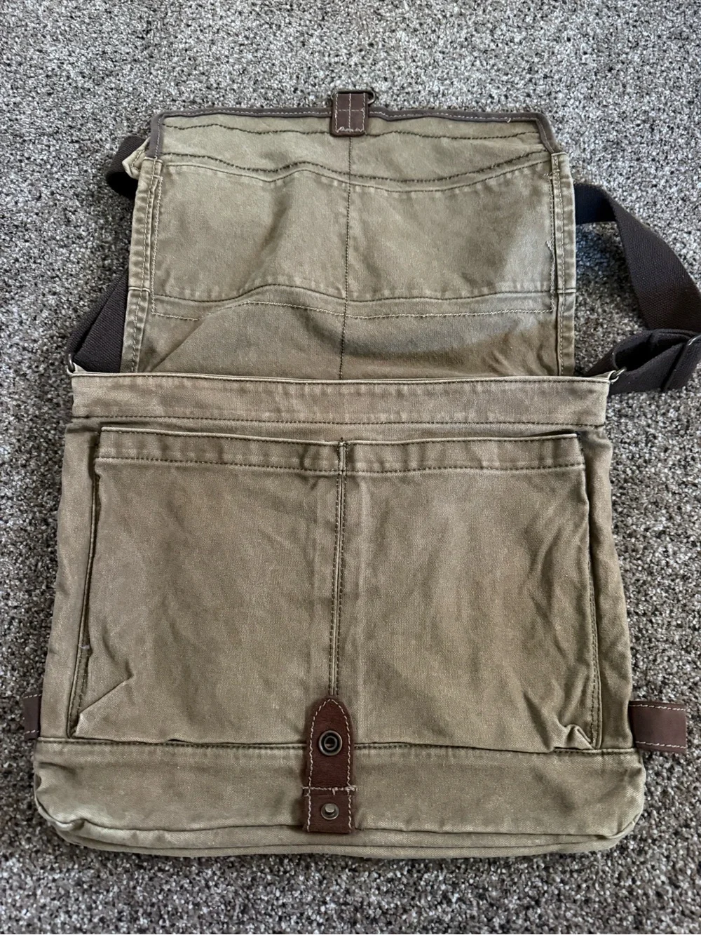 American Eagle Outfitters Vintage Canvas Messenger Bag with Brown Trim